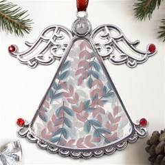 Leaves Pattern Background Nature Metal Angel With Crystal Ornament