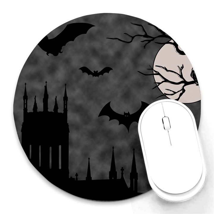 Halloween Background Halloween Scene Round Mousepad