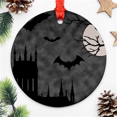 Halloween Background Halloween Scene Round Ornament (two Sides)