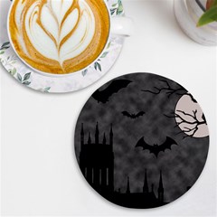 Halloween Background Halloween Scene Uv Print Round Tile Coaster by Ket1n9