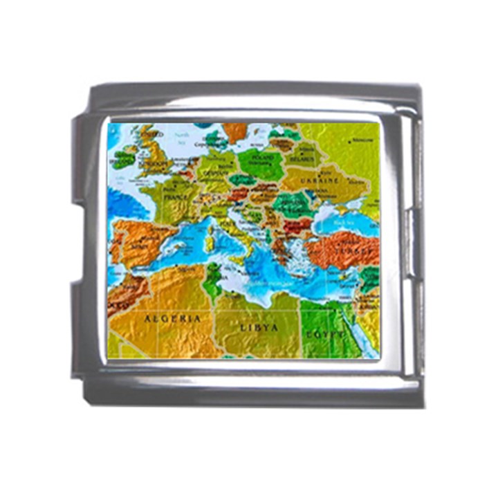 World Map Mega Link Italian Charm (18mm)