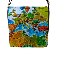 World Map Flap Closure Messenger Bag (l) by Ket1n9