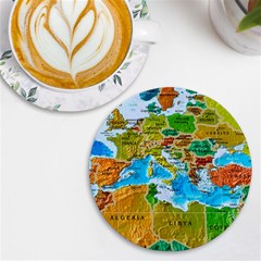 World Map Uv Print Round Tile Coaster by Ket1n9