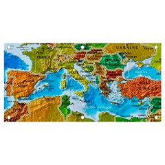 World Map Banner And Sign 4  X 2  by Ket1n9