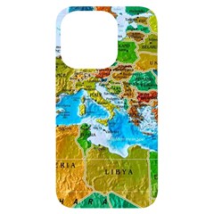 World Map Iphone 14 Pro Black Uv Print Case