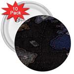 World Map 3  Buttons (10 pack)  Front