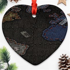 World Map Heart Ornament (two Sides)