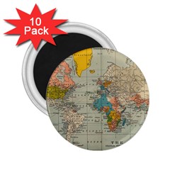 Vintage World Map 2 25  Magnets (10 Pack)  by Ket1n9