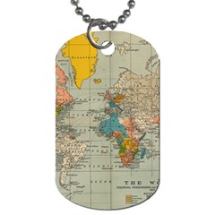 Vintage World Map Dog Tag (one Side) by Ket1n9