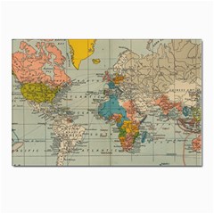 Vintage World Map Postcards 5  X 7  (pkg Of 10) by Ket1n9