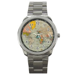 Vintage World Map Sport Metal Watch by Ket1n9