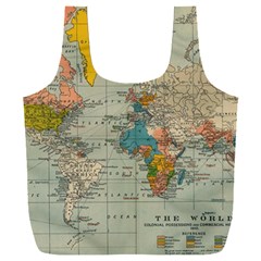 Vintage World Map Full Print Recycle Bag (xxl) by Ket1n9