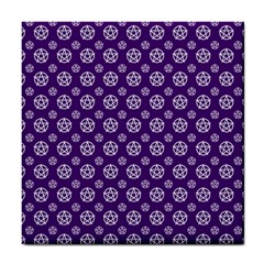 White Pentacle And Purple Pattern Tile Coaster by cheekywitch