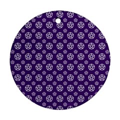 White Pentacle And Purple Pattern Ornament (round) by cheekywitch