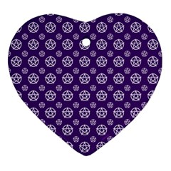 White Pentacle And Purple Pattern Ornament (heart)