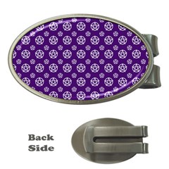 White Pentacle And Purple Pattern Money Clips (oval) 