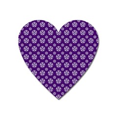 White Pentacle And Purple Pattern Heart Magnet by cheekywitch