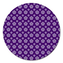 White Pentacle And Purple Pattern Magnet 5  (round)