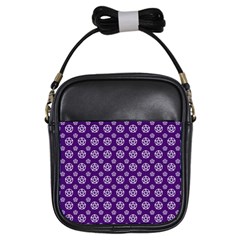 White Pentacle And Purple Pattern Girls Sling Bag by cheekywitch