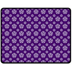 White Pentacle And Purple Pattern Fleece Blanket (medium) by cheekywitch