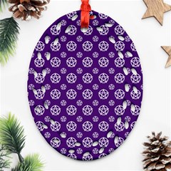 White Pentacle And Purple Pattern Ornament (oval Filigree)