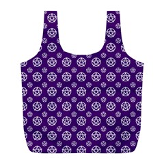 White Pentacle And Purple Pattern Full Print Recycle Bag (l) by cheekywitch