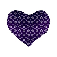 White Pentacle And Purple Pattern Standard 16  Premium Flano Heart Shape Cushions by cheekywitch