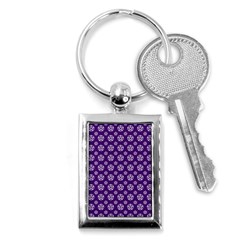 White Pentacle And Purple Pattern Key Chain (rectangle)