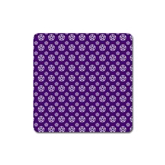 White Pentacle And Purple Pattern Square Magnet by cheekywitch