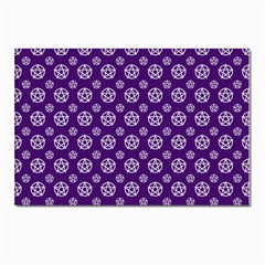 White Pentacle And Purple Pattern Postcard 4 x 6  (pkg Of 10) by cheekywitch