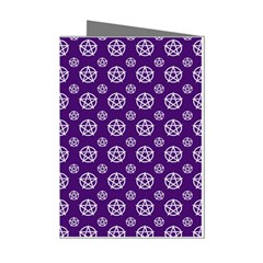 White Pentacle And Purple Pattern Mini Greeting Cards (pkg Of 8) by cheekywitch