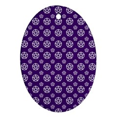 White Pentacle And Purple Pattern Oval Ornament (two Sides)