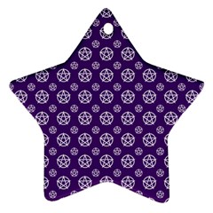 White Pentacle And Purple Pattern Star Ornament (two Sides)