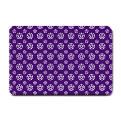 White Pentacle And Purple Pattern Small Doormat by cheekywitch