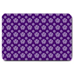 White Pentacle And Purple Pattern Large Doormat by cheekywitch