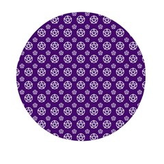 White Pentacle And Purple Pattern Mini Round Pill Box by cheekywitch