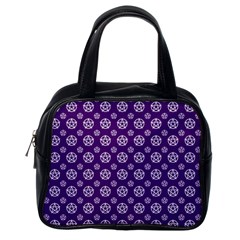 White Pentacle And Purple Pattern Classic Handbag (one Side) by cheekywitch