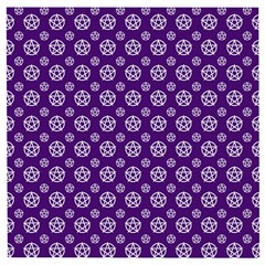 White Pentacle And Purple Pattern Wooden Puzzle Square by cheekywitch