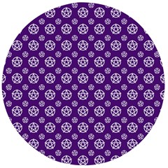 White Pentacle And Purple Pattern Wooden Bottle Opener (round) by cheekywitch