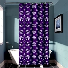 White Pentacle And Purple Pattern Shower Curtain 36  X 72  (stall)  by cheekywitch