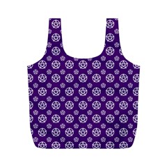 White Pentacle And Purple Pattern Full Print Recycle Bag (m) by cheekywitch