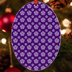 White Pentacle And Purple Pattern Uv Print Acrylic Ornament Oval by cheekywitch