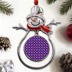 White pentacle and purple pattern Metal Snowman Ornament Front