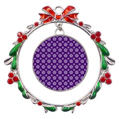 White Pentacle And Purple Pattern Metal X mas Wreath Ribbon Ornament by cheekywitch