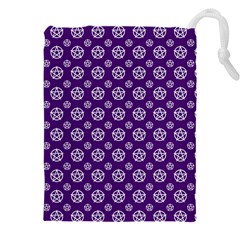 White Pentacle And Purple Pattern Drawstring Pouch (4xl)