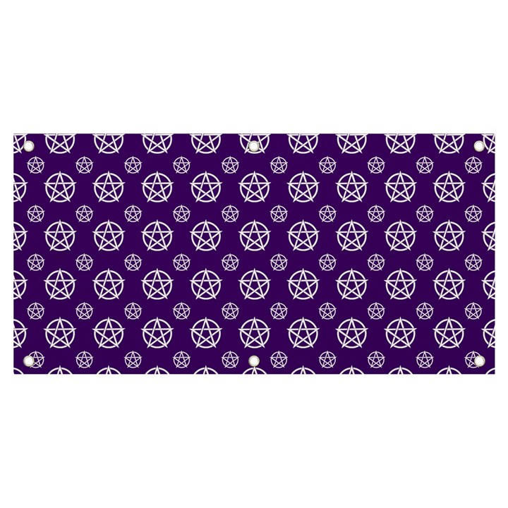 White pentacle and purple pattern Banner and Sign 4  x 2 