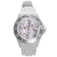 Cracked Marble Symphony Pattern Design Round Plastic Sport Watch (L)