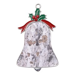 Cracked Marble Symphony Pattern Design Metal Holly Leaf Bell Ornament