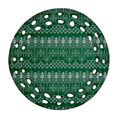 Christmas Knit Digital Round Filigree Ornament (two Sides)