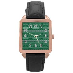 Christmas Knit Digital Rose Gold Leather Watch 